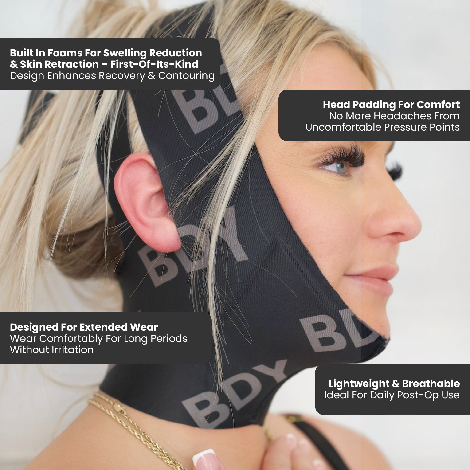 Chin, Jawline & Neck Compression Wrap | With Built-In Lipo Foam for Support