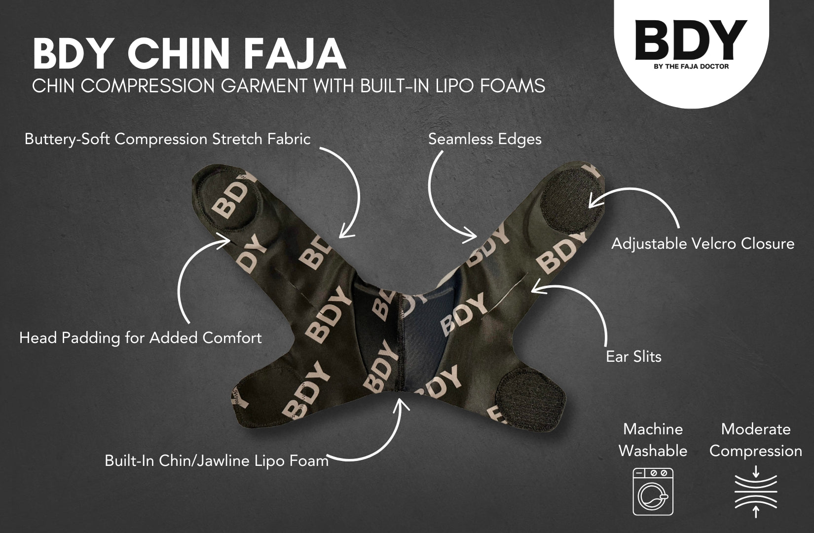 BDY Chin Compression Faja Garment Features