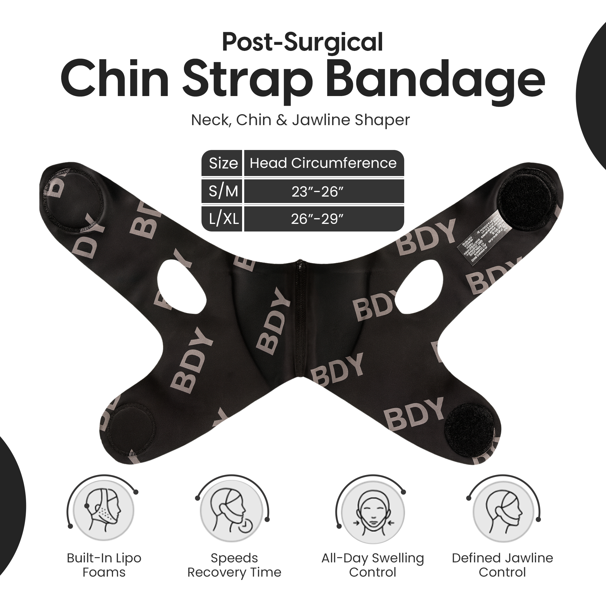 Chin, Jawline & Neck Compression Wrap | With Built-In Lipo Foam for Support